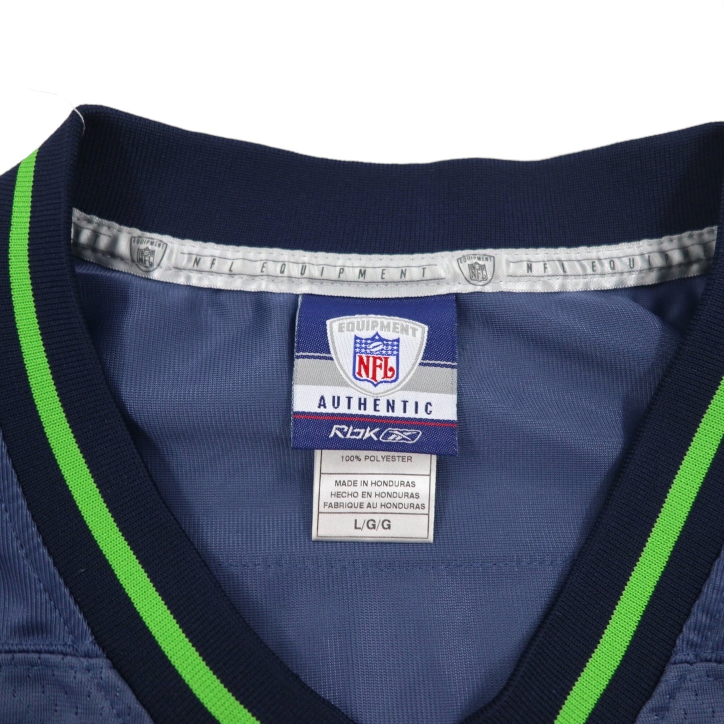 REEBOK Game Shirt L Navy Polyester Numbering NFL SEATTLE SEAHAWKS Football Uniform