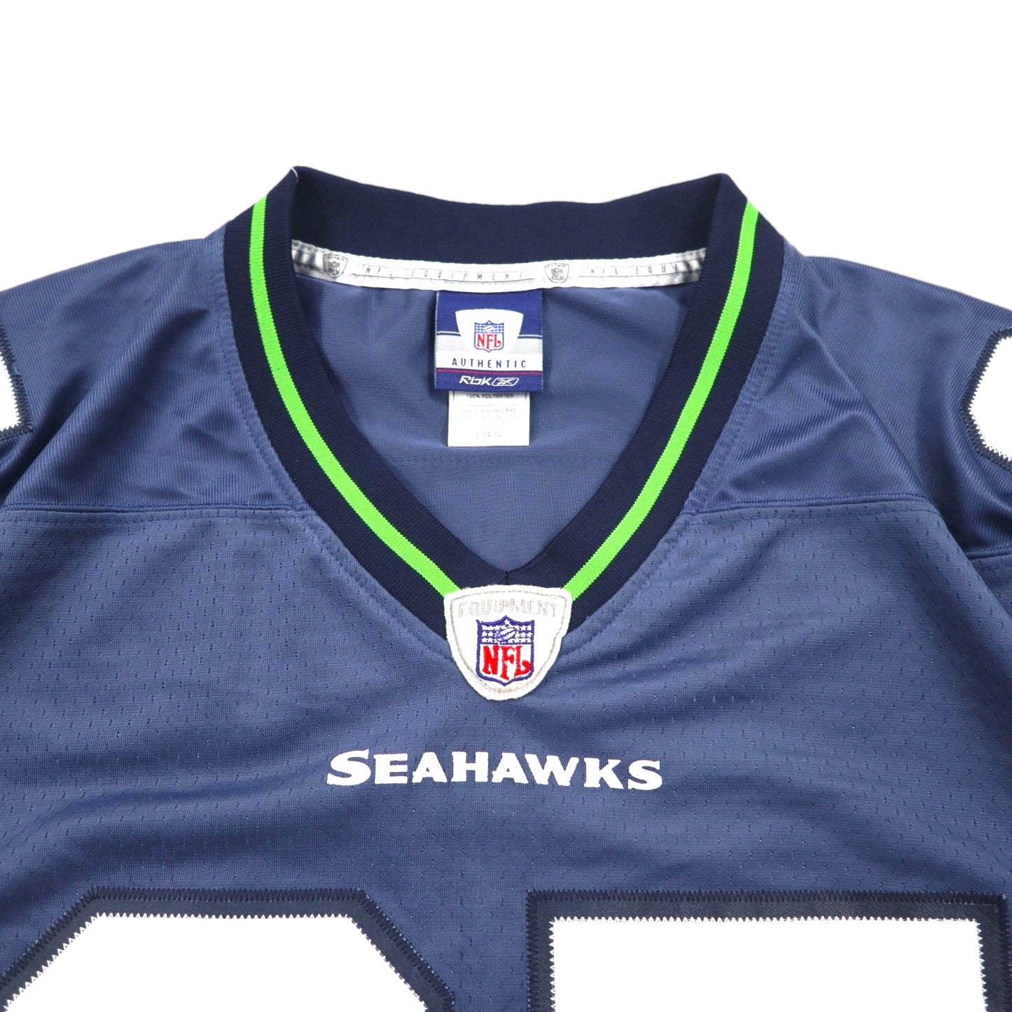REEBOK Game Shirt L Navy Polyester Numbering NFL SEATTLE SEAHAWKS Football Uniform