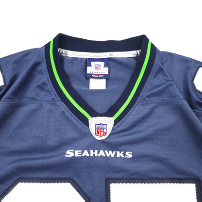 REEBOK Game Shirt L Navy Polyester Numbering NFL SEATTLE SEAHAWKS Football Uniform