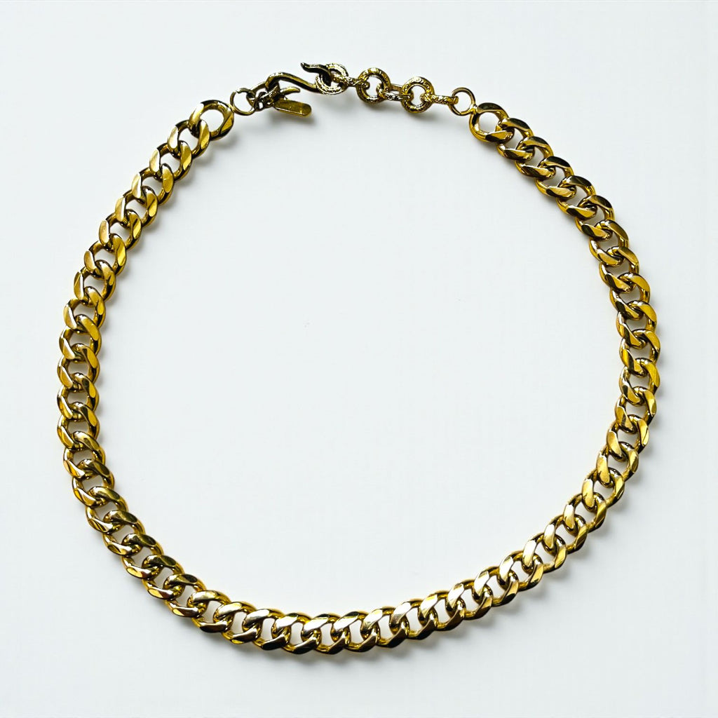 YVES SAINT LAURENT Vintage Curb Chain Necklace/Bracelet in Gold with S-Hooks