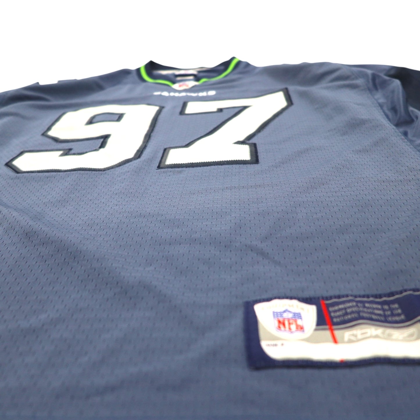 REEBOK Game Shirt L Navy Polyester Numbering NFL SEATTLE SEAHAWKS Football Uniform