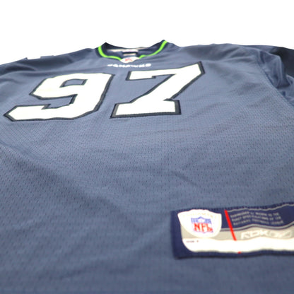 REEBOK Game Shirt L Navy Polyester Numbering NFL SEATTLE SEAHAWKS Football Uniform