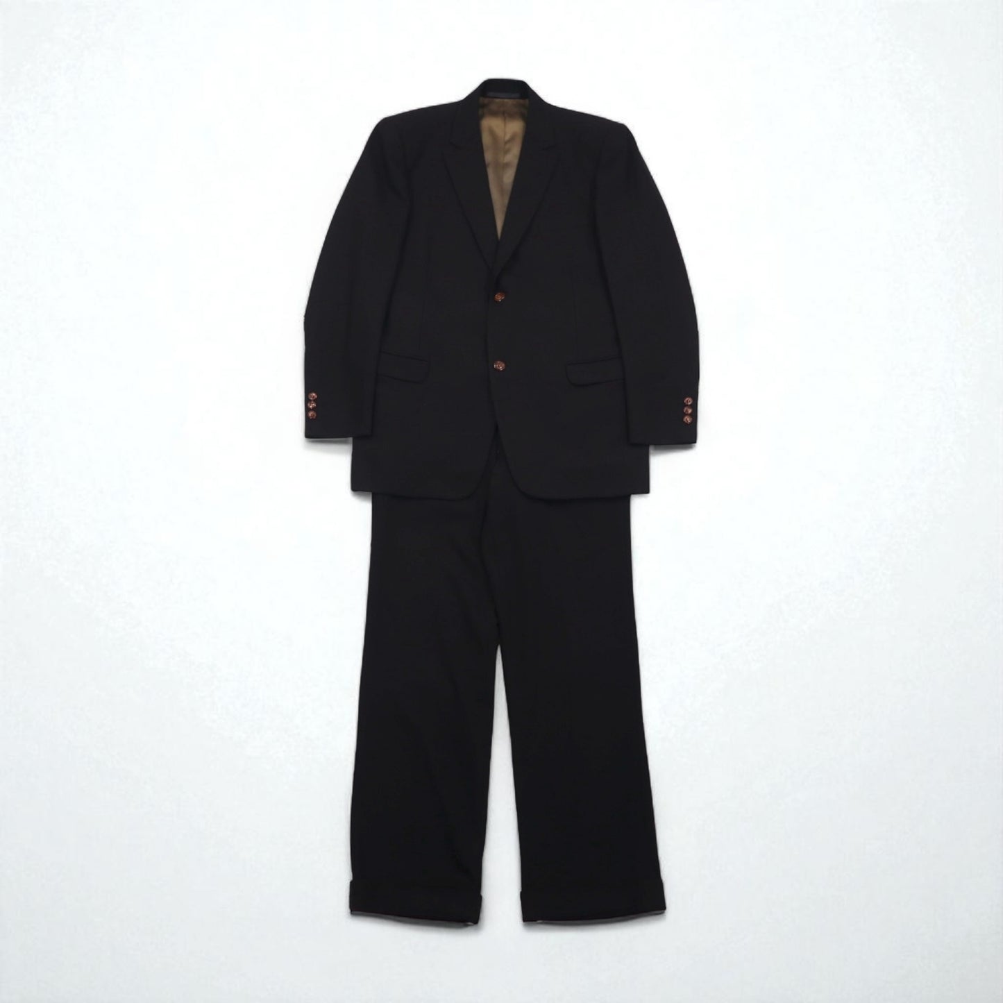 80s Japan Vintage 2-Piece Suits Ando 80s Japanese Made Suit Set, Size L, Brown Wool