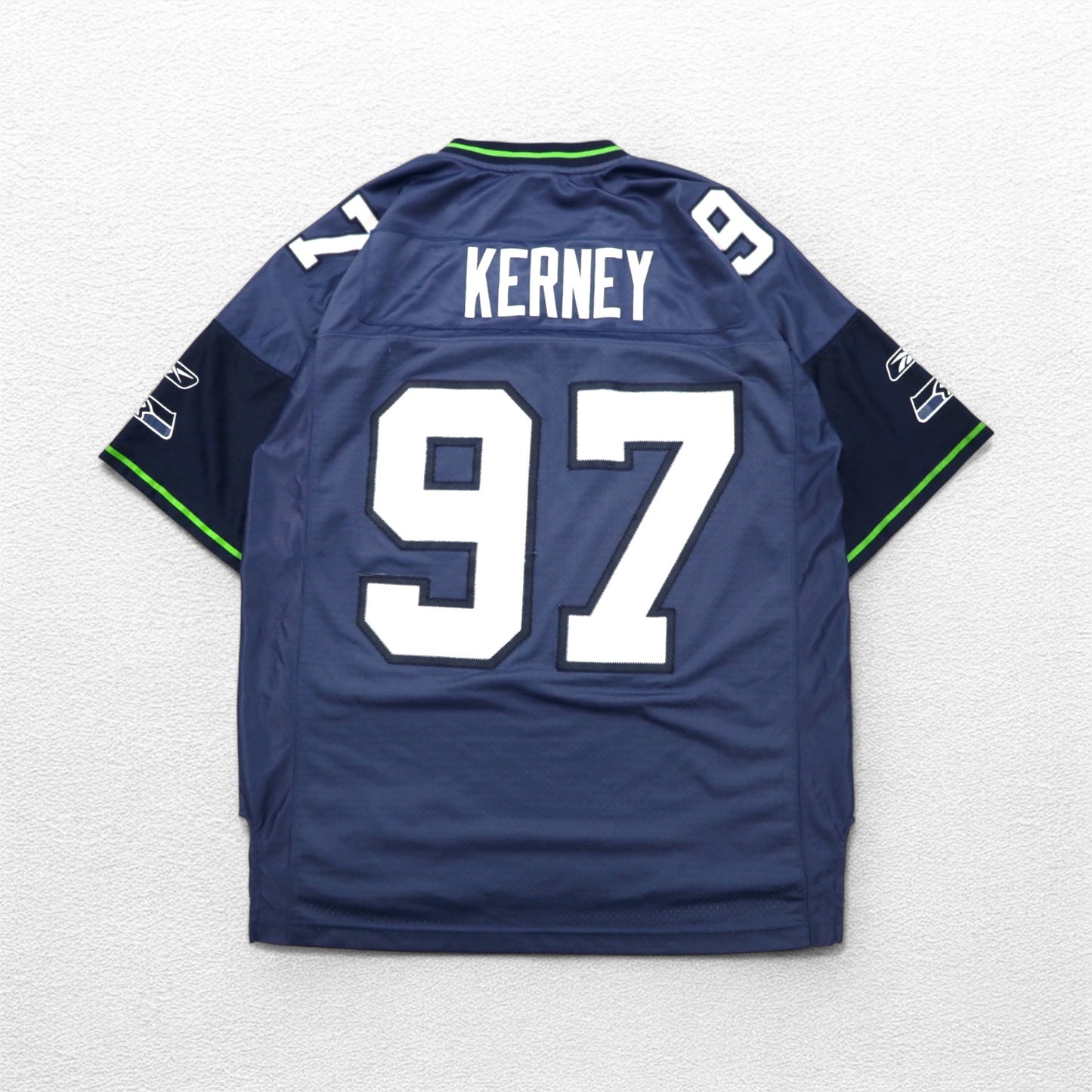 REEBOK Game Shirt L Navy Polyester Numbering NFL SEATTLE SEAHAWKS Football Uniform