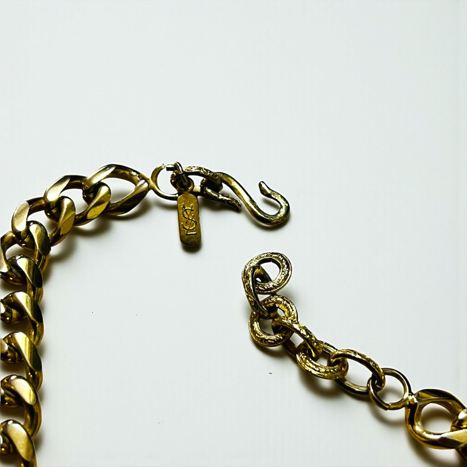 YVES SAINT LAURENT Vintage Curb Chain Necklace/Bracelet in Gold with S-Hooks