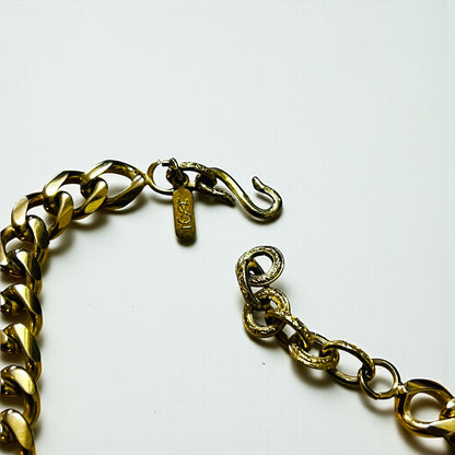 YVES SAINT LAURENT ヴィンテージ 喜平 カーブチェーン 2WAY ネックレス 2連 ブレスレット ゴールド YSL S字フック