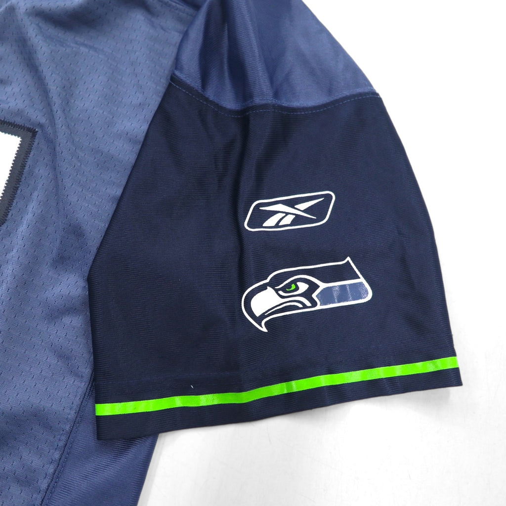 REEBOK ゲームシャツ L ネイビー ポリエステル ナンバリング NFL SEATTLE SEAHAWKS フットボール ユニフォーム