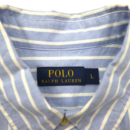 Ralph Lauren オックスフォード ボタンダウン シャツ L ブルー ストライプ スモールポニー刺繡