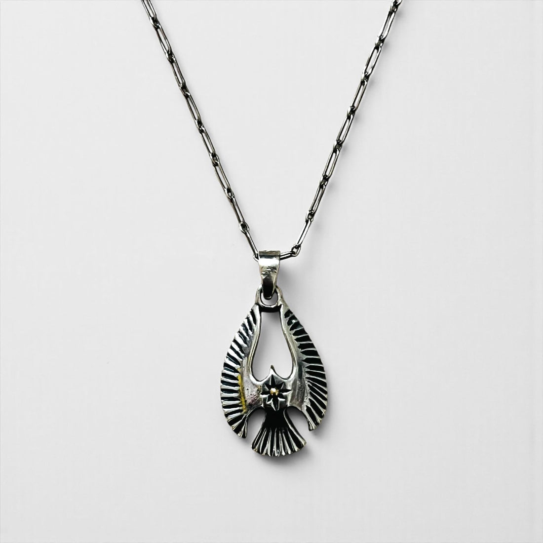 Vintage Silver Thunderbird Necklace インディアンジュエリー シルバー ネックレス イーグル SILVER 925 ホピチェーン