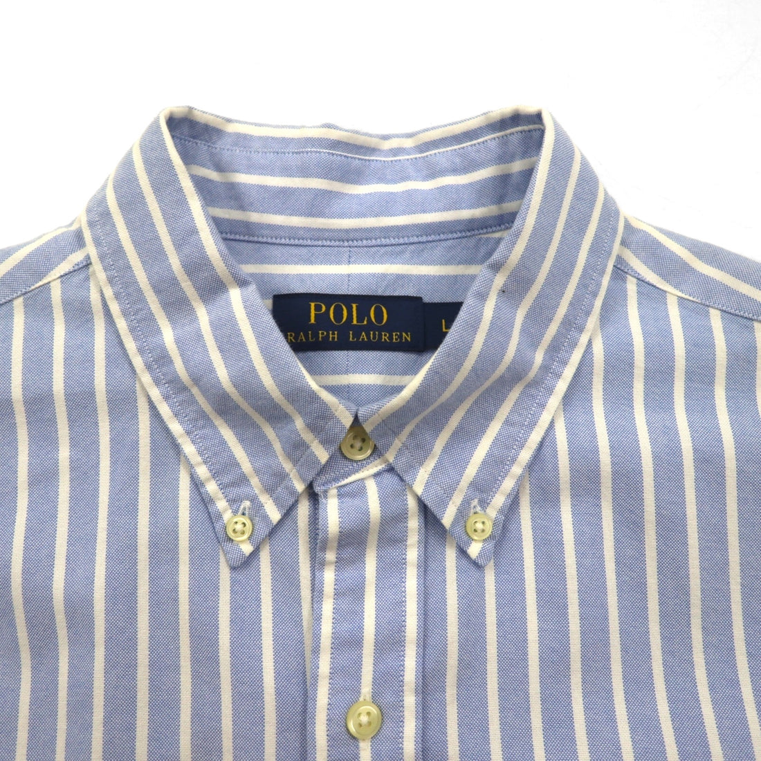 Ralph Lauren Oxford Button-Down Shirt, Large, Blue Stripe, Small Pony Embroidery