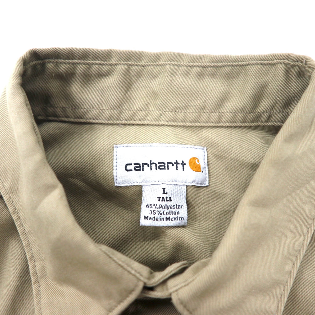 Carhartt Twill Work Shirt, Large, Beige, Polyester, Cotton, S224, Made in Mexico