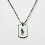 Ralph Lauren Dog Tag Ball Chain Silver Necklace SILVER 925 Plate Pony