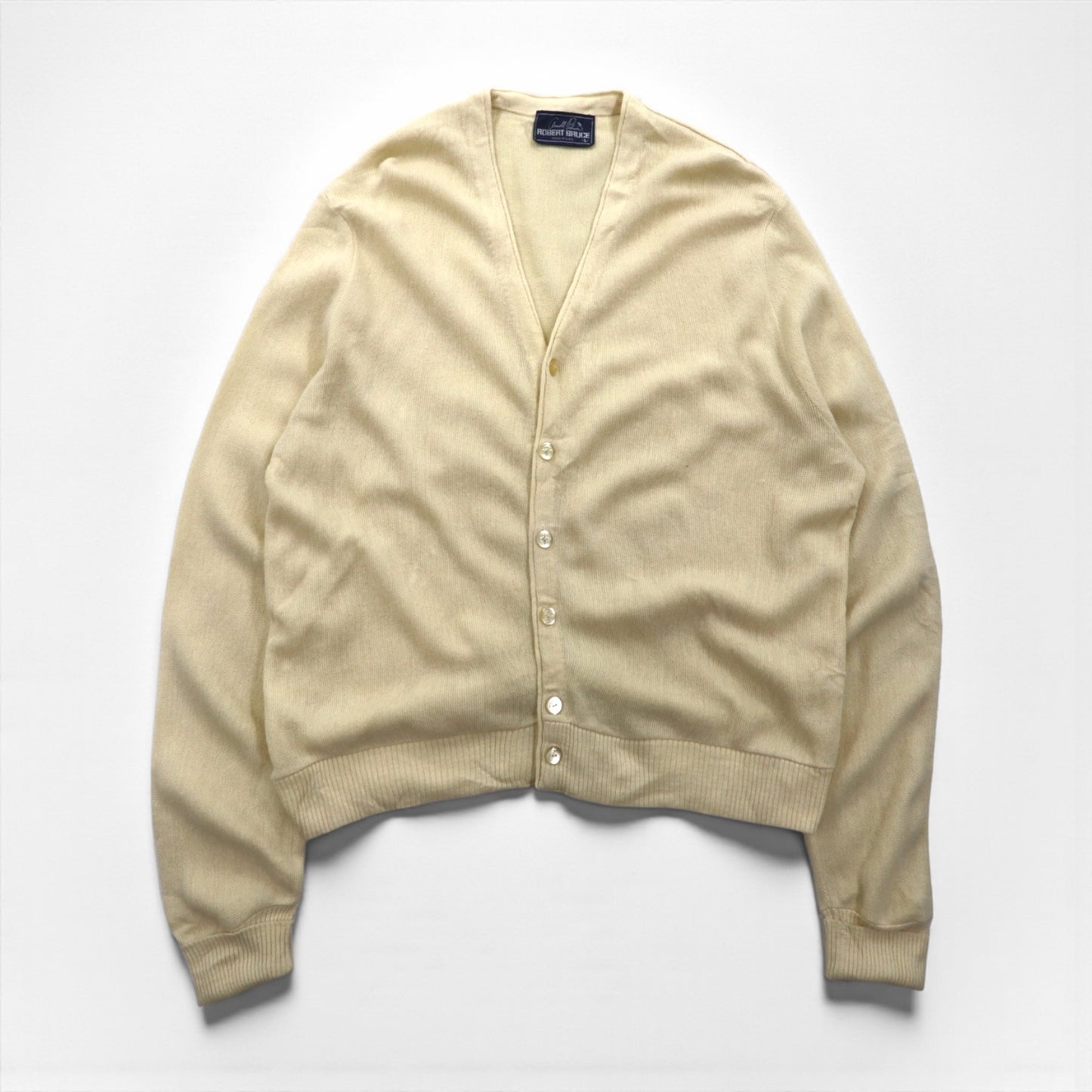 Arnold Palmer 70年代 USA製 アクリル ニット カーディガン L ホワイト アクリル ROBERT BRUCE