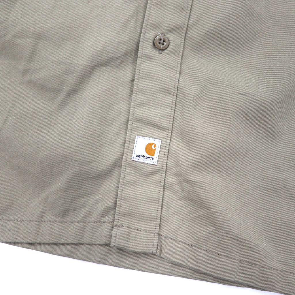 Carhartt Twill Work Shirt, Large, Beige, Polyester, Cotton, S224, Made in Mexico