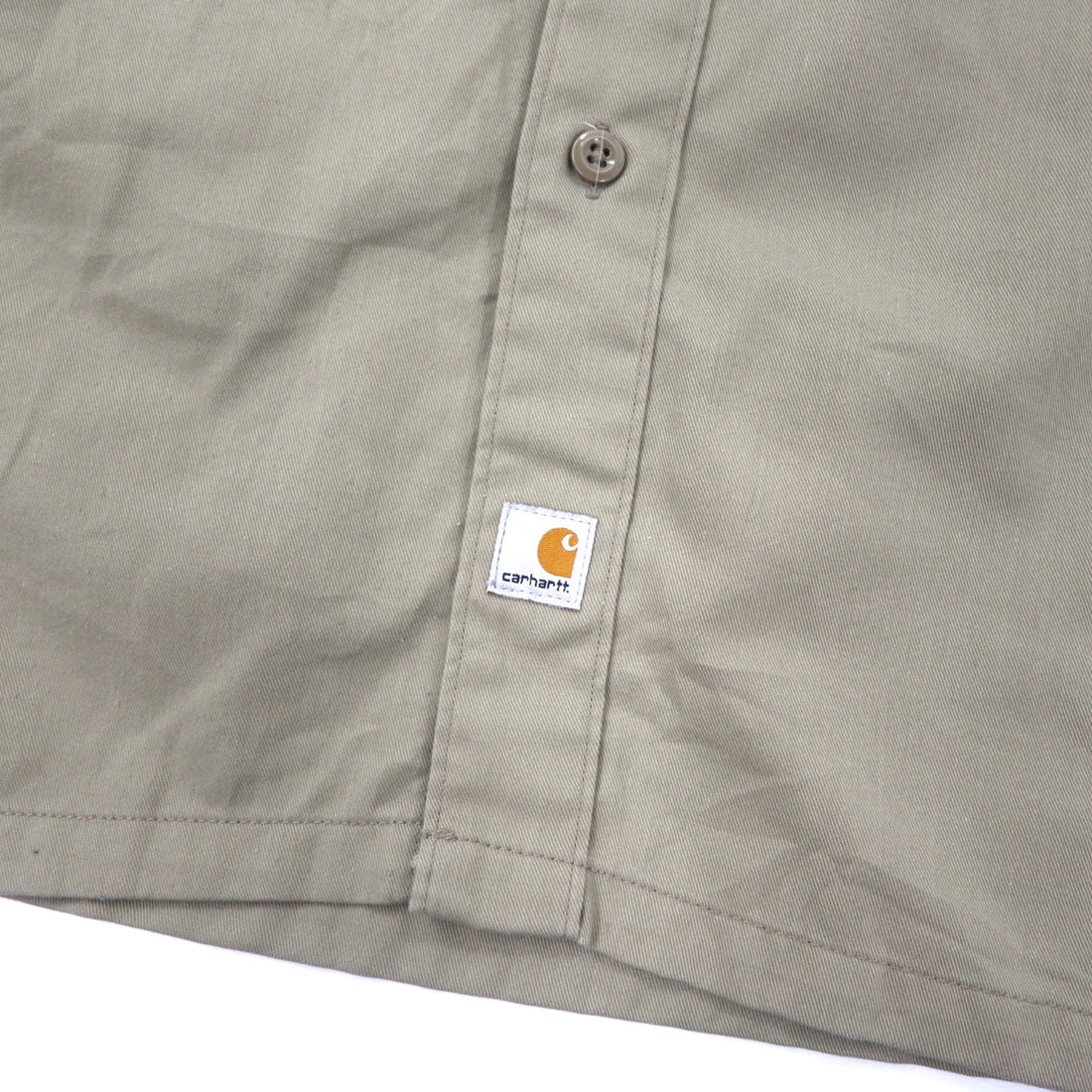 Carhartt Twill Work Shirt, Large, Beige, Polyester, Cotton, S224, Made in Mexico