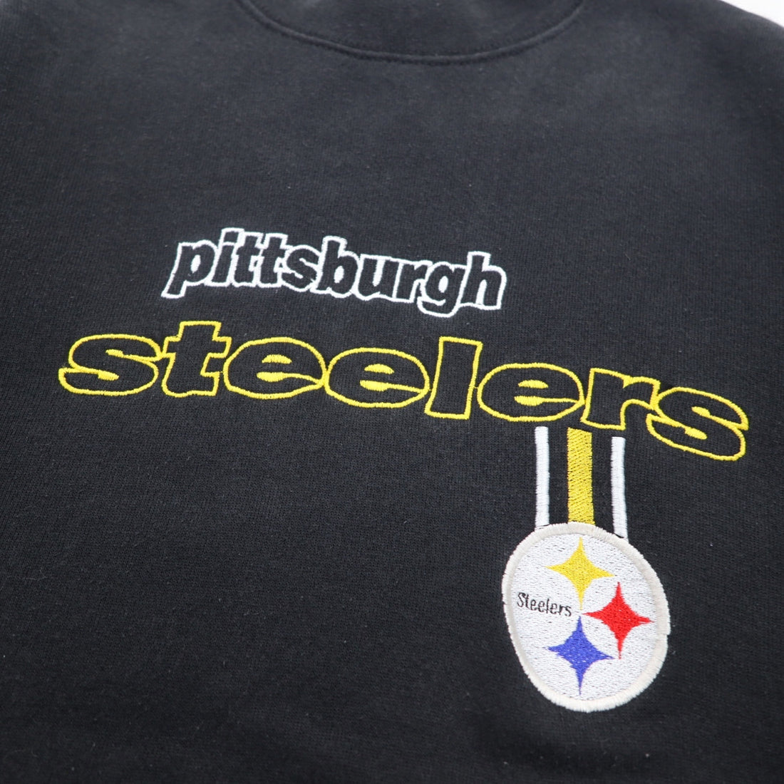 LOGO ATHLETIC 90s NFL Embroidered Sweatshirt M Black PITTSBURGH STEELERS Made in Mexico