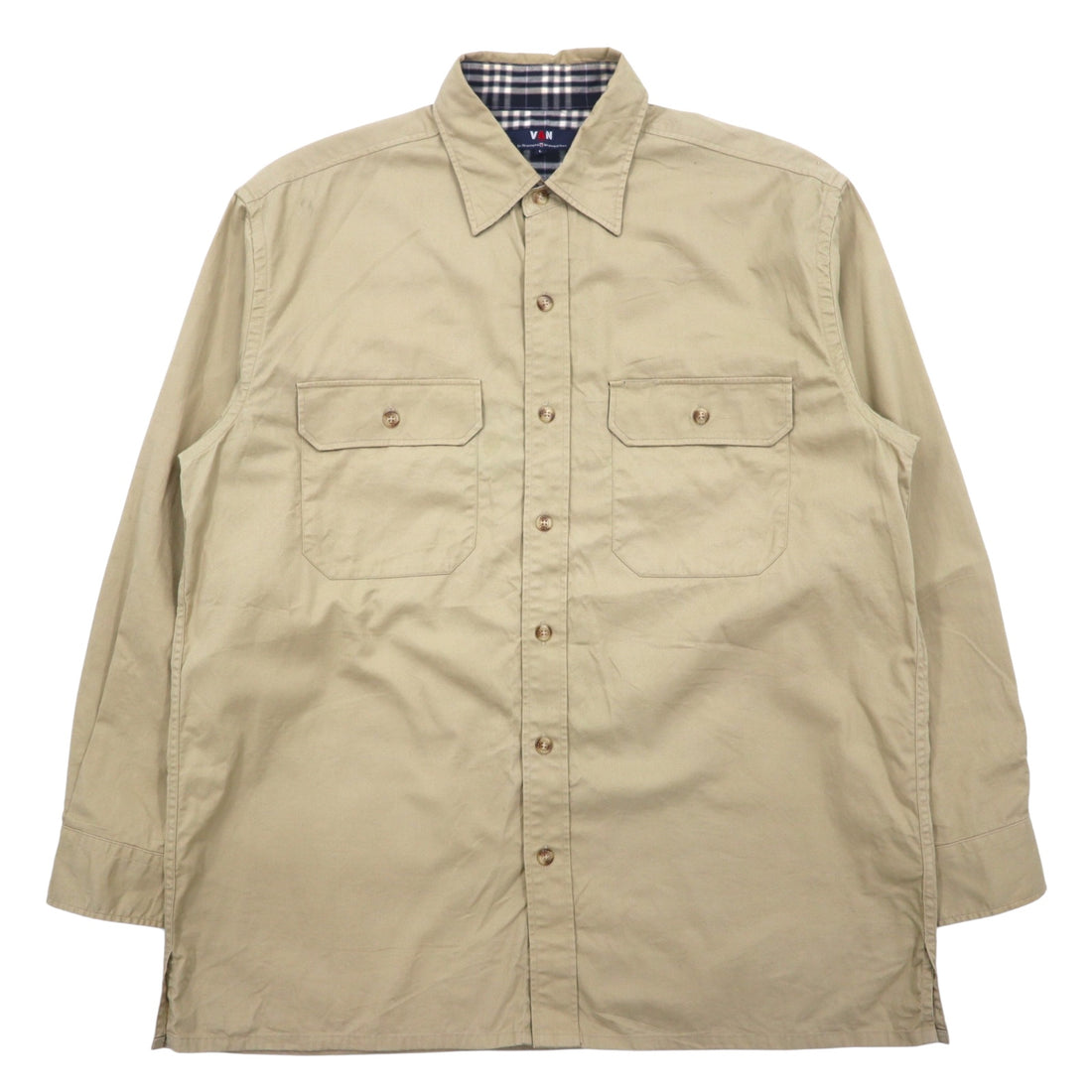 日本然リトテ-古着オンライン-VAN -JAC- ワークシャツ L ベージュ コットン ボックスシルエット-VAN -JAC- Work shirt L beige cotton box silhouette