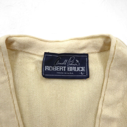 Arnold Palmer 70年代 USA製 アクリル ニット カーディガン L ホワイト アクリル ROBERT BRUCE