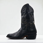Vintage 90s Leather Cowboy Western Boots by Cristobal Romero, Size 27.5cm, Stitch Embroidery, 9622