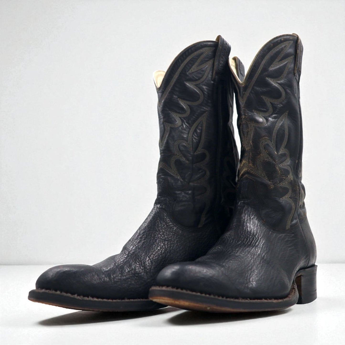 Vintage 90s Leather Cowboy Western Boots CRISTOBAL ROMERO カウボーイ ウエスタンブーツ 27.5cm ステッチ 刺繍 9622