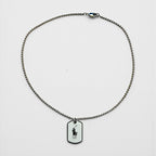 Ralph Lauren Dog Tag Ball Chain Silver Necklace SILVER 925 Plate Pony