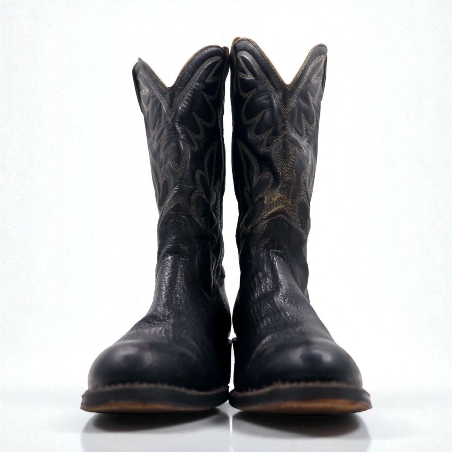 Vintage 90s Leather Cowboy Western Boots CRISTOBAL ROMERO カウボーイ ウエスタンブーツ 27.5cm ステッチ 刺繍 9622