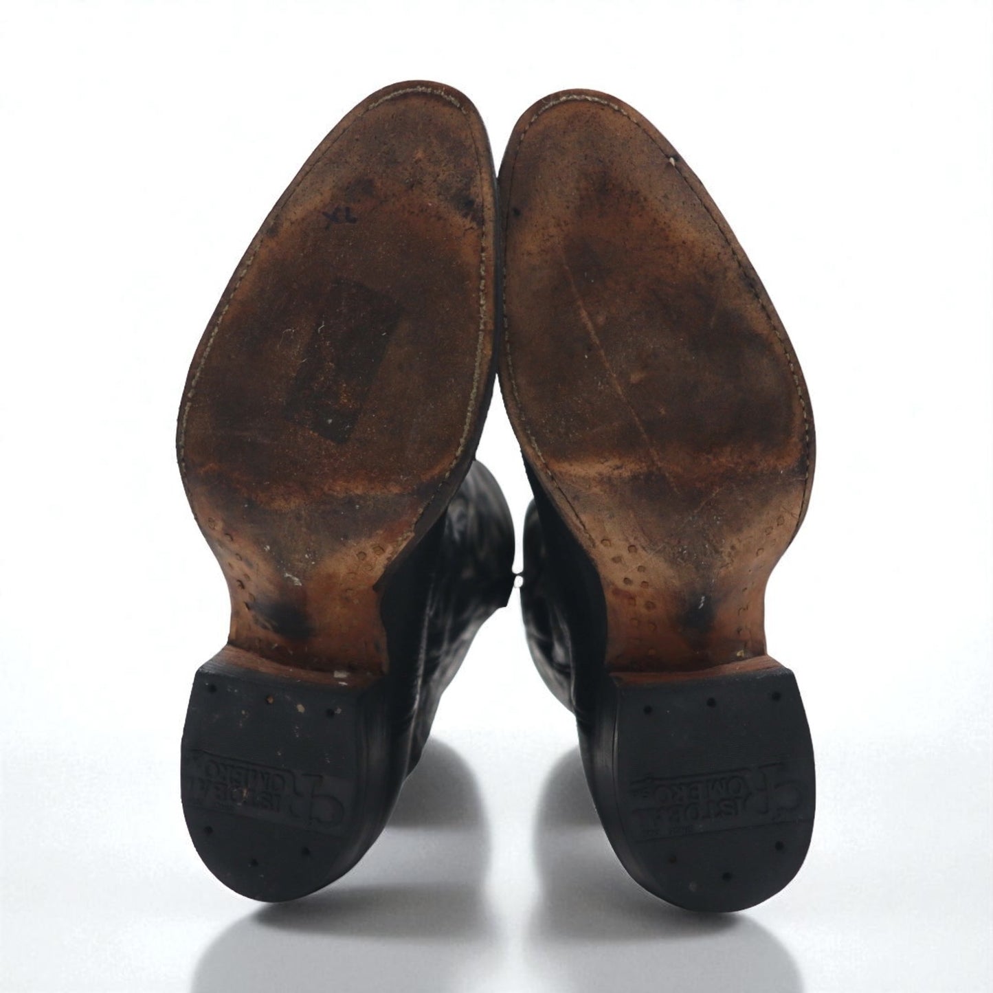 Vintage 90s Leather Cowboy Western Boots CRISTOBAL ROMERO カウボーイ ウエスタンブーツ 27.5cm ステッチ 刺繍 9622