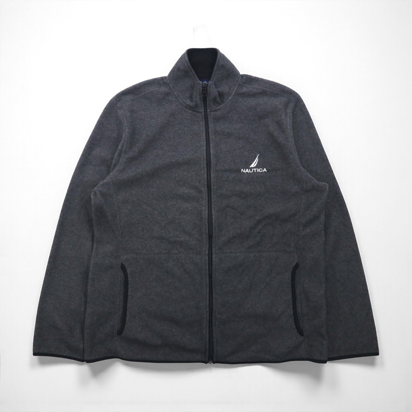 NAUTICA フルジップ フリースジャケット XL グレー ドローコード