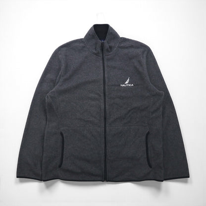 NAUTICA フルジップ フリースジャケット XL グレー ドローコード