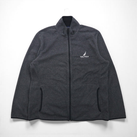 NAUTICA フルジップ フリースジャケット XL グレー ドローコード