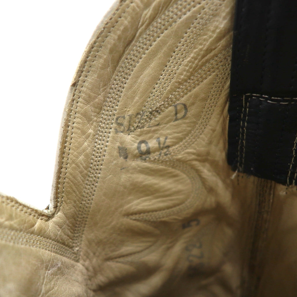 Vintage 90s Leather Cowboy Western Boots by Cristobal Romero, Size 27.5cm, Stitch Embroidery, 9622