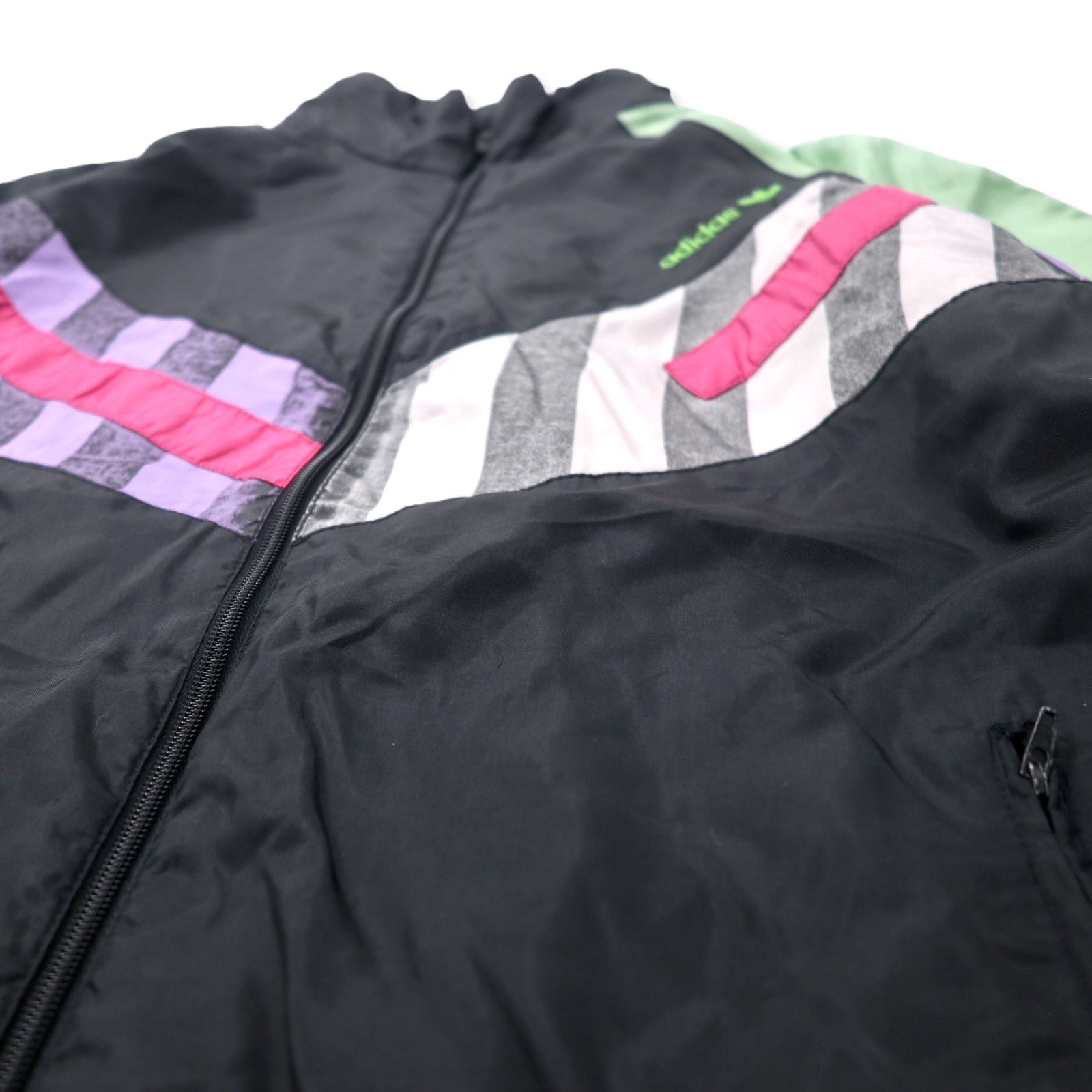 adidas 90年代 ナイロンジャケット ウィンドブレーカー F180 ブラック トレフォイルロゴ 銀タグ ビッグサイズ