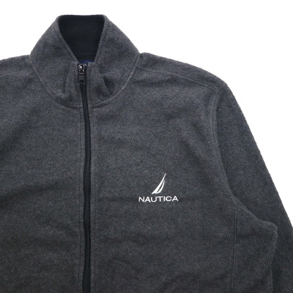 NAUTICA フルジップ フリースジャケット XL グレー ドローコード