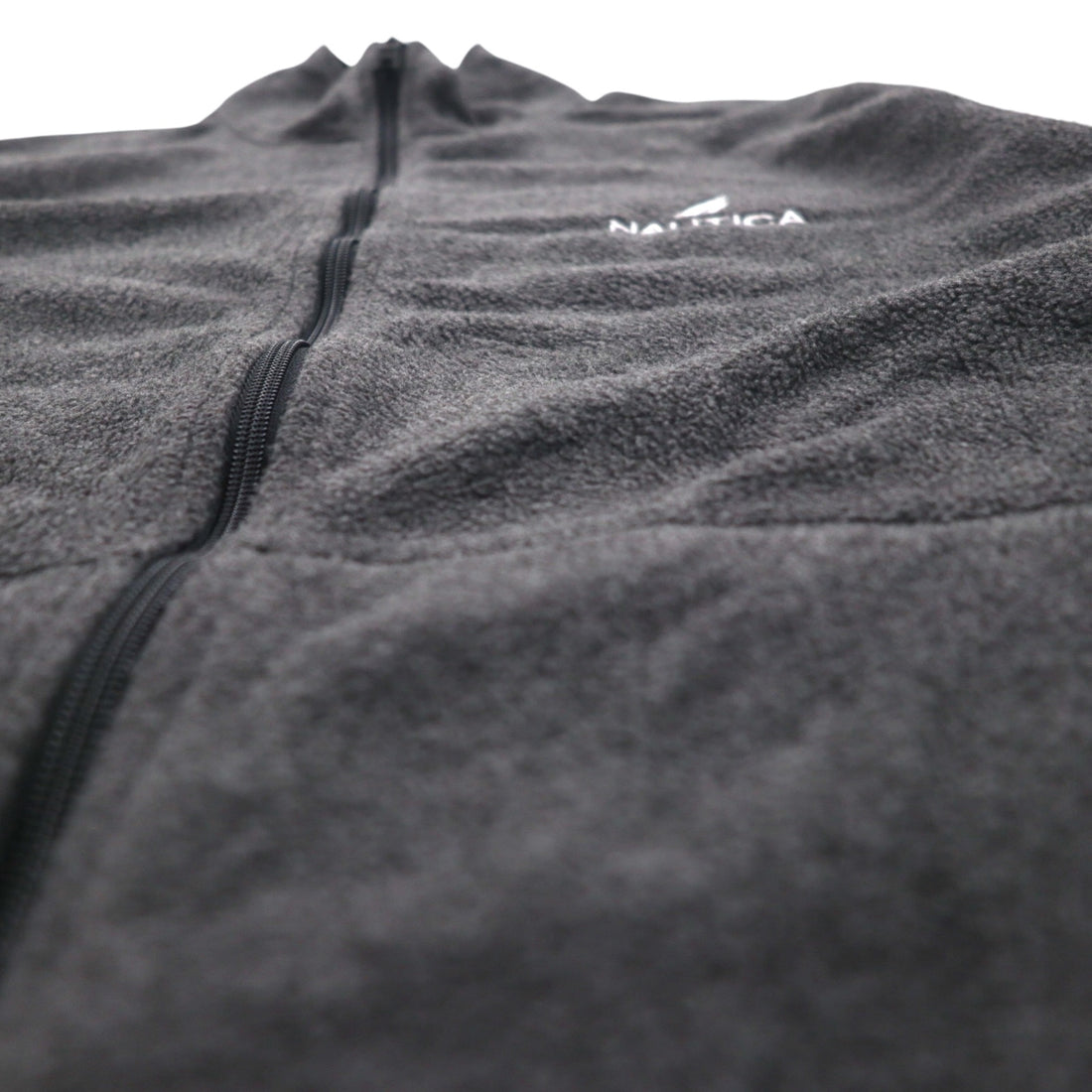 NAUTICA フルジップ フリースジャケット XL グレー ドローコード