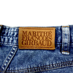 MARITHE FRANCOIS GIRBAUD バギー テーパード デニムパンツ S ブルー アイスウォッシュ コットン ボタンフライ 日本製
