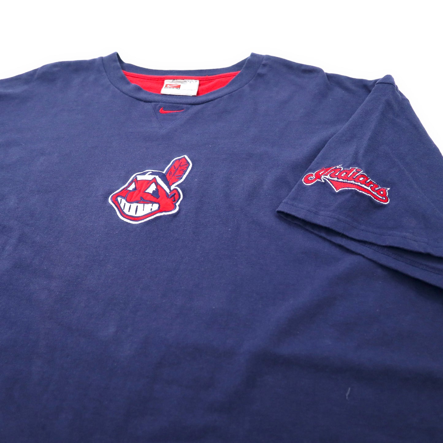 NIKE TEAM MLB インディアンス ベースボールTシャツ XXL ネイビー コットン センタースウォッシュロゴ ビッグサイズ メキシコ製