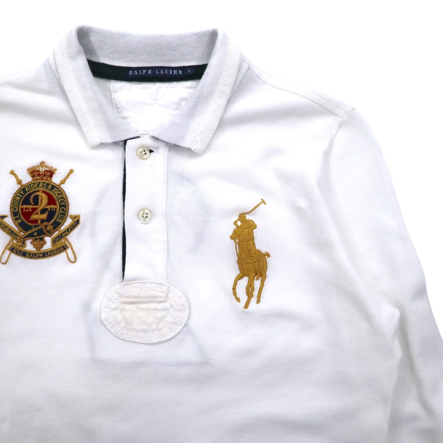 RALPH LAUREN ビッグポニー ラガーシャツ L ホワイト ナンバリング R.L COUNTRY RIDERS & JOCKEY CLUB