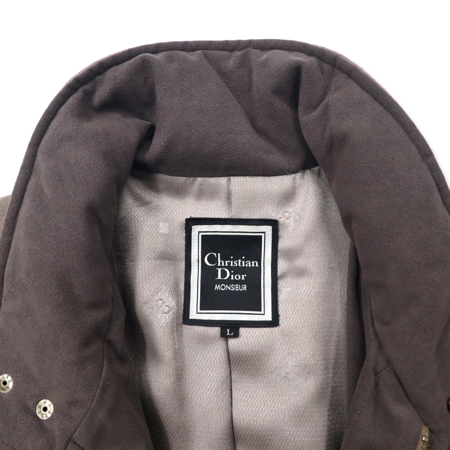 Christian Dior MONSIEUR オールド パデッド ピーチスキン ハンティングジャケット ハーフコート L グレー ポリエステル 日本製