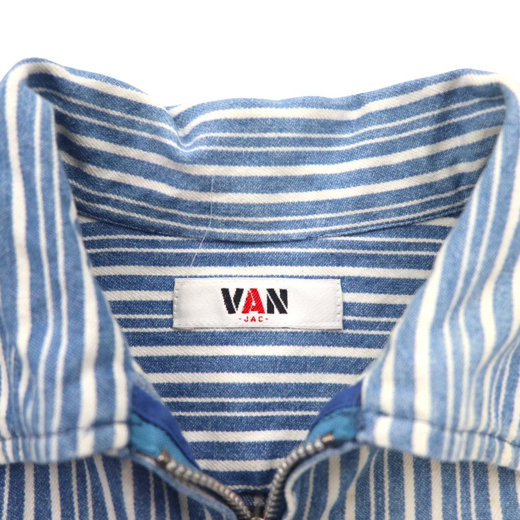 VAN -JAC- Swing Top Shirt Jacket M Blue Cotton Stripe Made in Japan