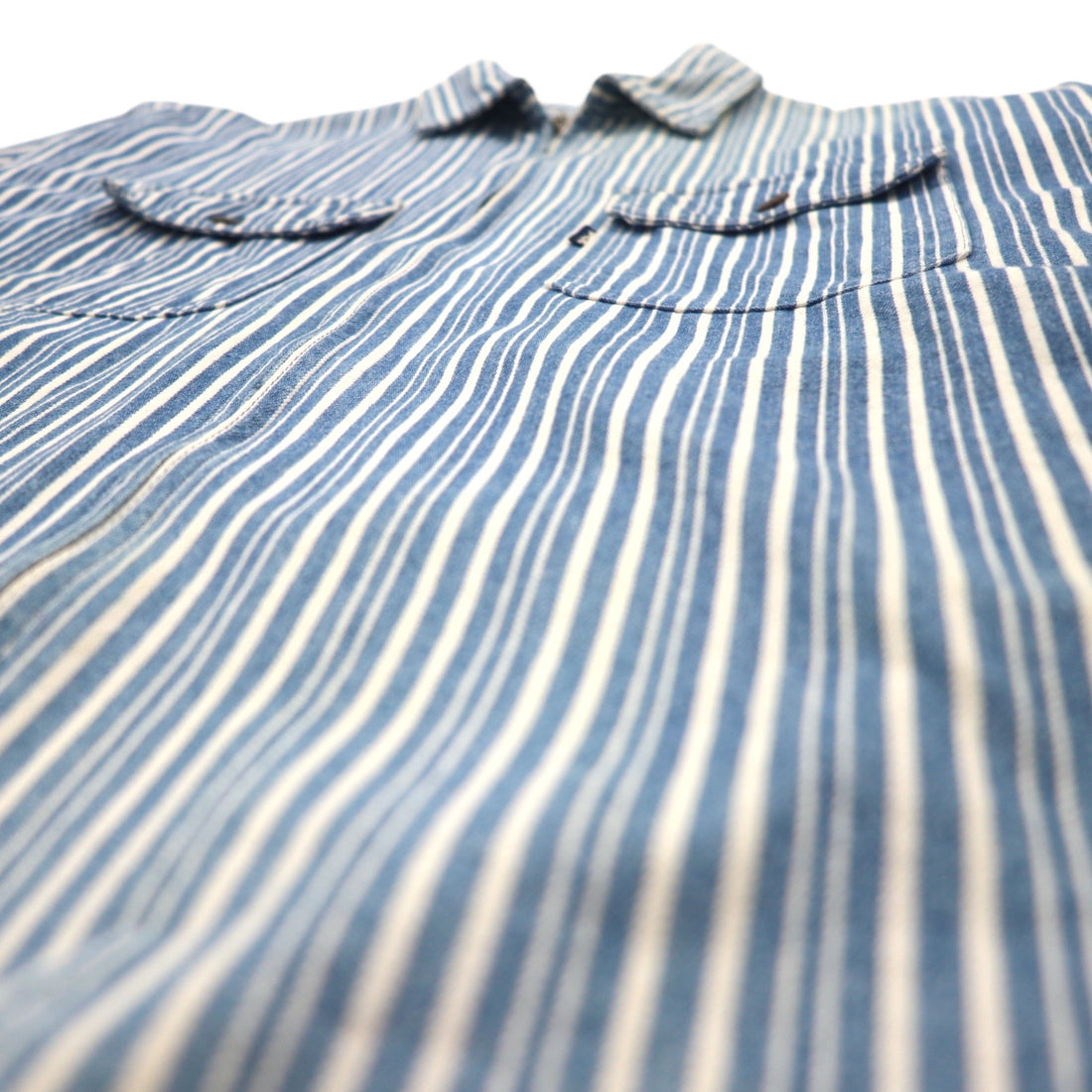 VAN -JAC- Swing Top Shirt Jacket M Blue Cotton Stripe Made in Japan