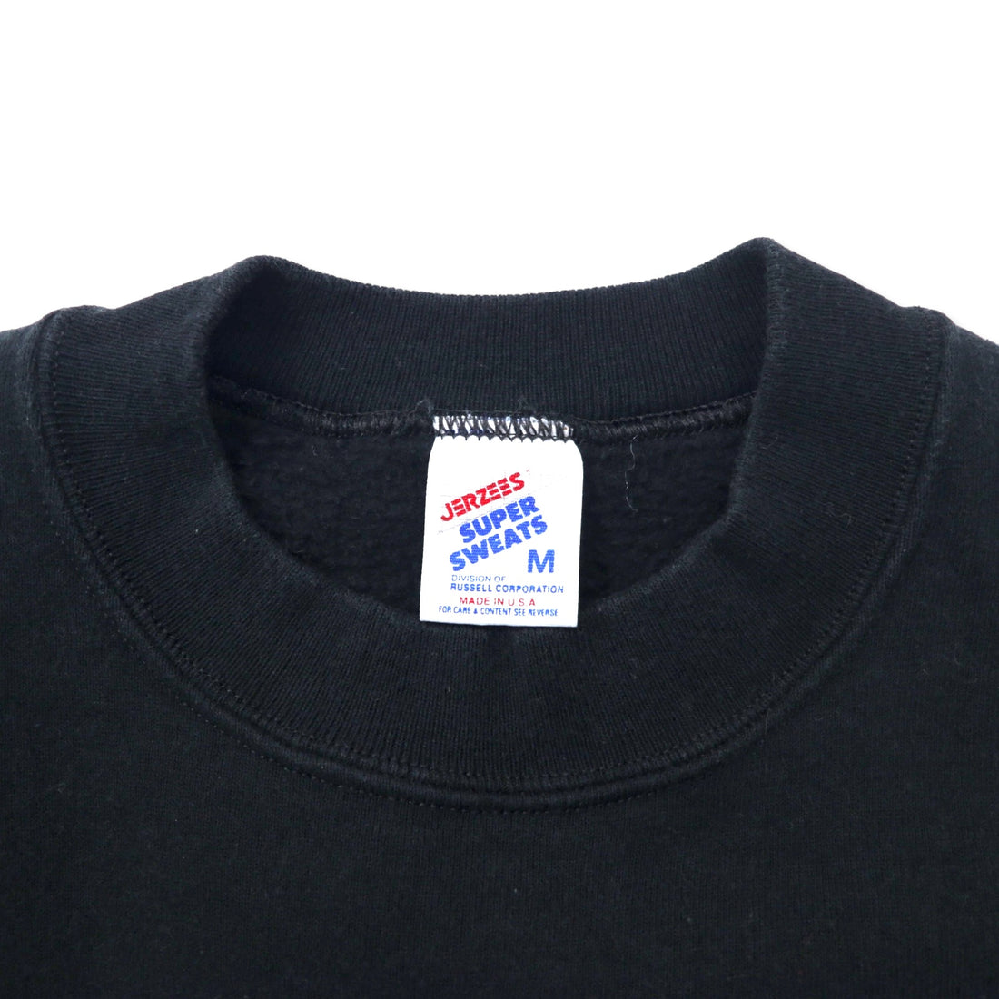 JERZEES USA製 90年代 SUPER SWEATS クルーネック スウェット M ブラック コットン 裏起毛 DUNELAND SOCCER ワンポイント刺繍