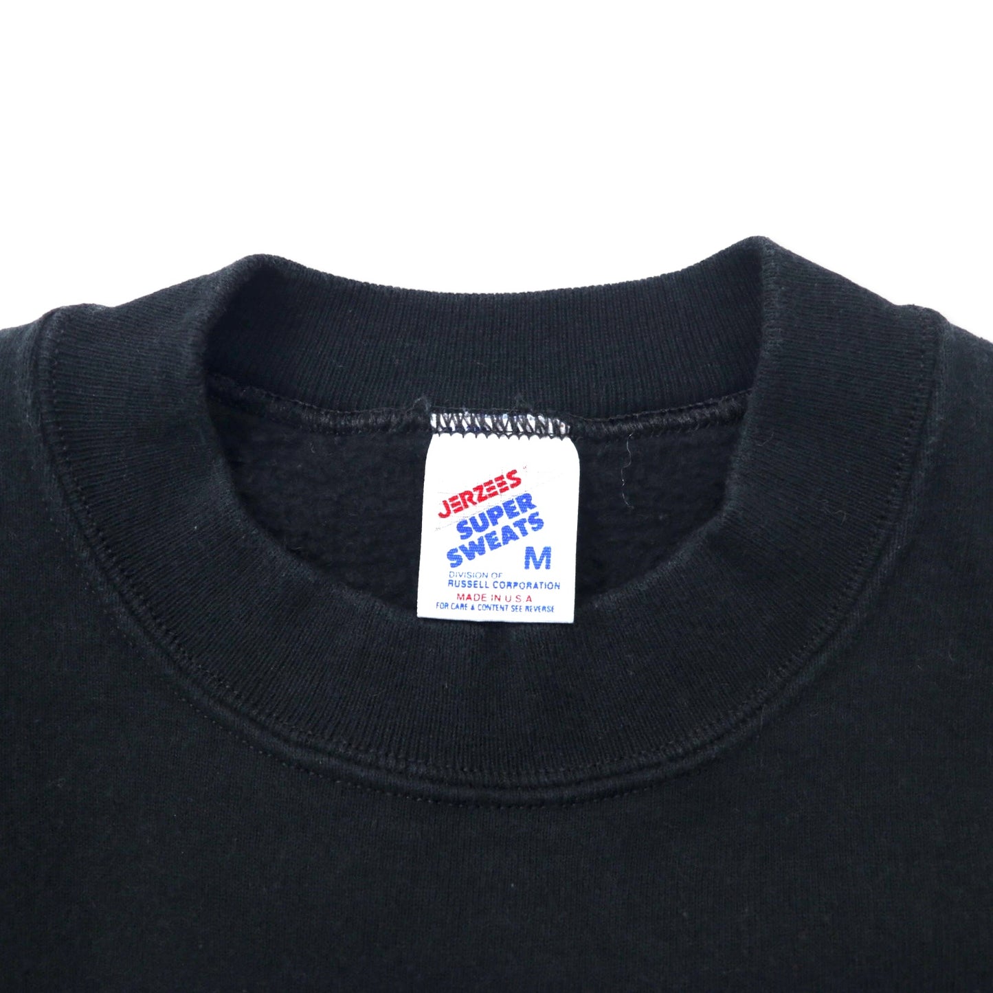 JERZEES USA製 90年代 SUPER SWEATS クルーネック スウェット M ブラック コットン 裏起毛 DUNELAND SOCCER ワンポイント刺繍