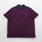 POLO RALPH LAUREN Classic Fit Striped Polo Shirt XL Navy Bordeaux Small Pony Embroidery
