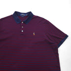 POLO RALPH LAUREN Classic Fit Striped Polo Shirt XL Navy Bordeaux Small Pony Embroidery
