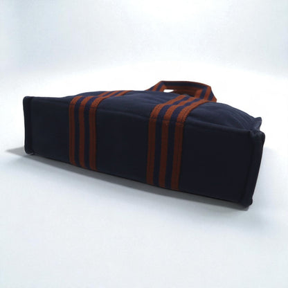 HERMES フールトゥ PM トートバッグ ハンドバッグ ネイビー キャンバス フランス製