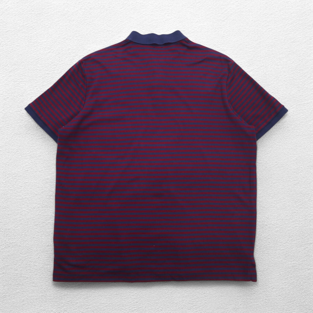 POLO RALPH LAUREN Classic Fit Striped Polo Shirt XL Navy Bordeaux Small Pony Embroidery