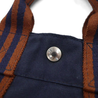 HERMES フールトゥ PM トートバッグ ハンドバッグ ネイビー キャンバス フランス製