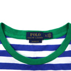 POLO RALPH LAUREN Classic Fit Striped T-Shirt Pocket Tee XL Blue White Cotton Color Block Small Pony Embroidery