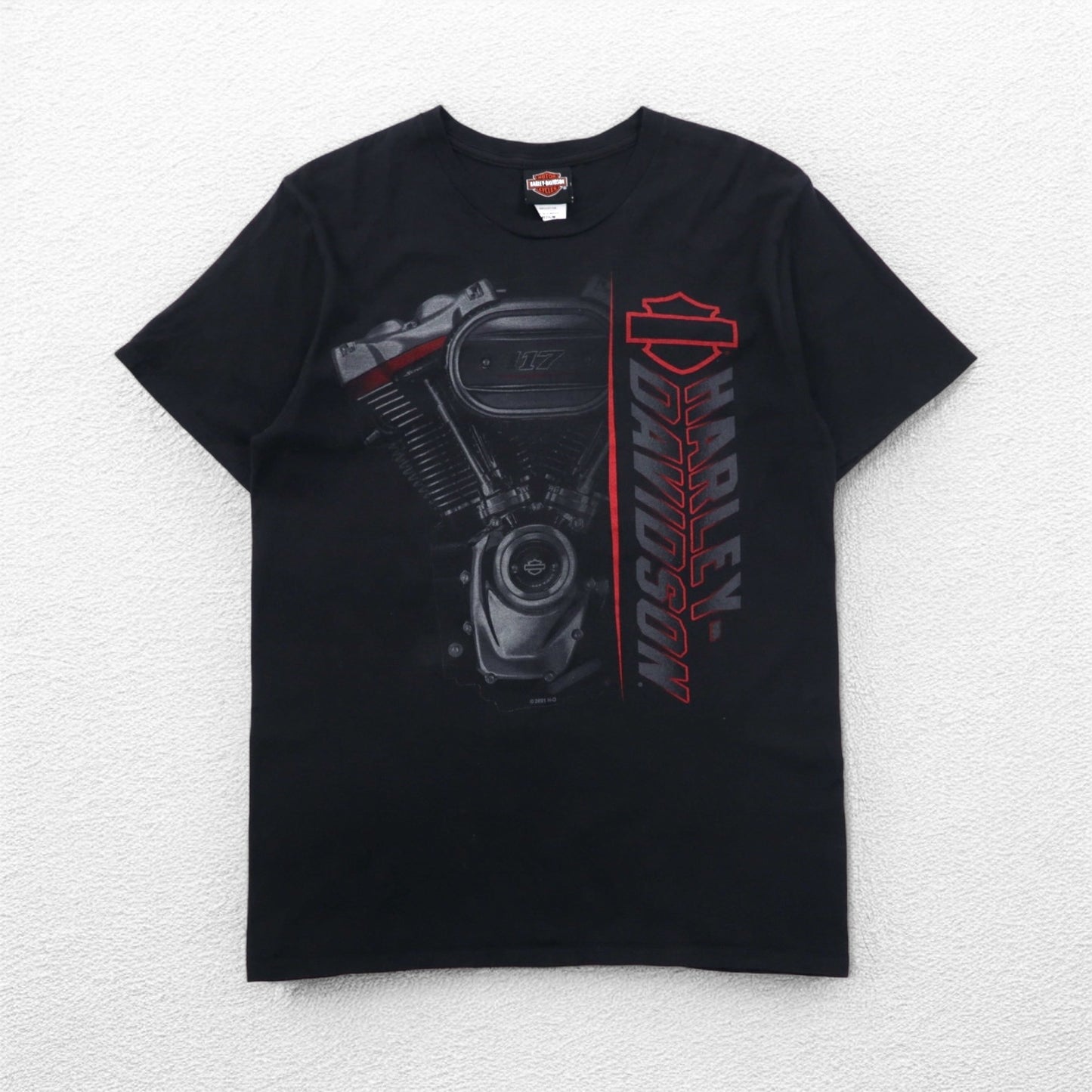HARLEY DAVIDSON Double-sided Print T-shirt M Black Cotton MISSISSIPPI