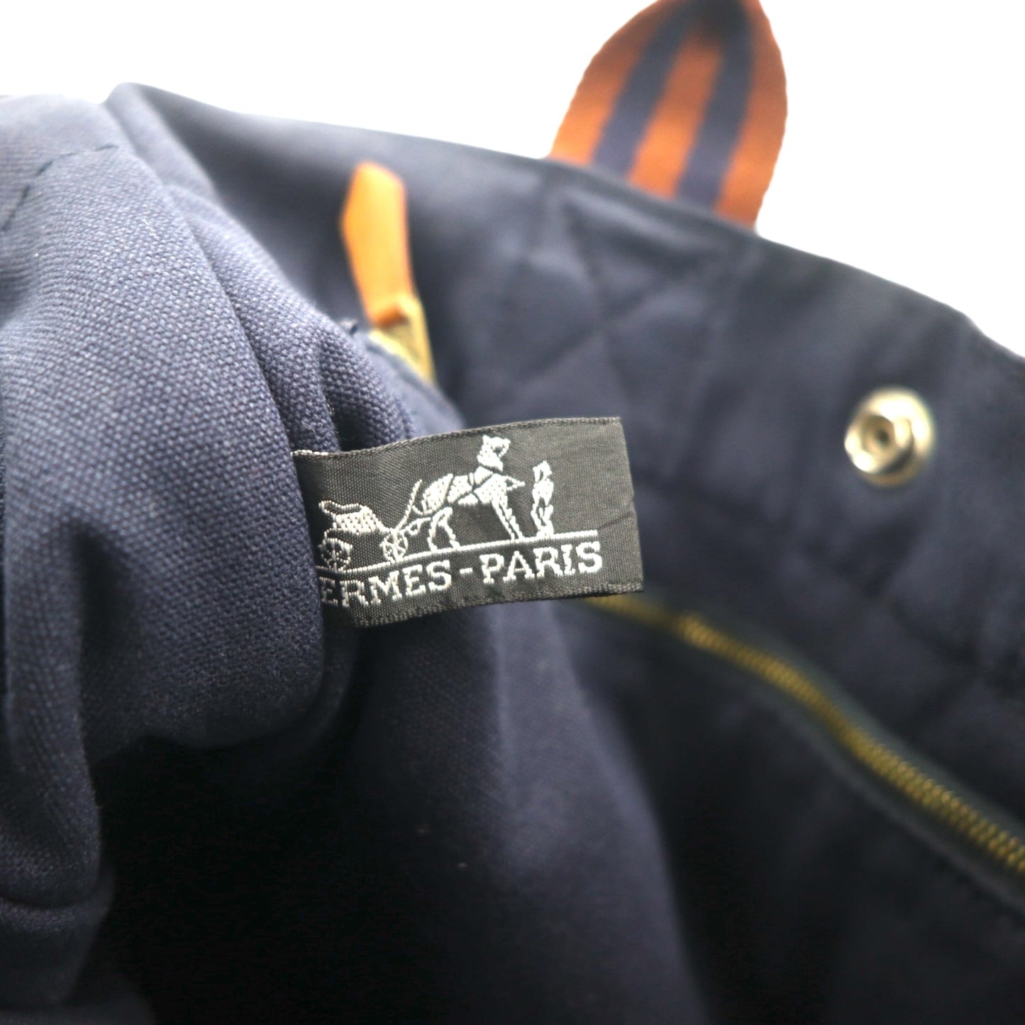 HERMES フールトゥ PM トートバッグ ハンドバッグ ネイビー キャンバス フランス製